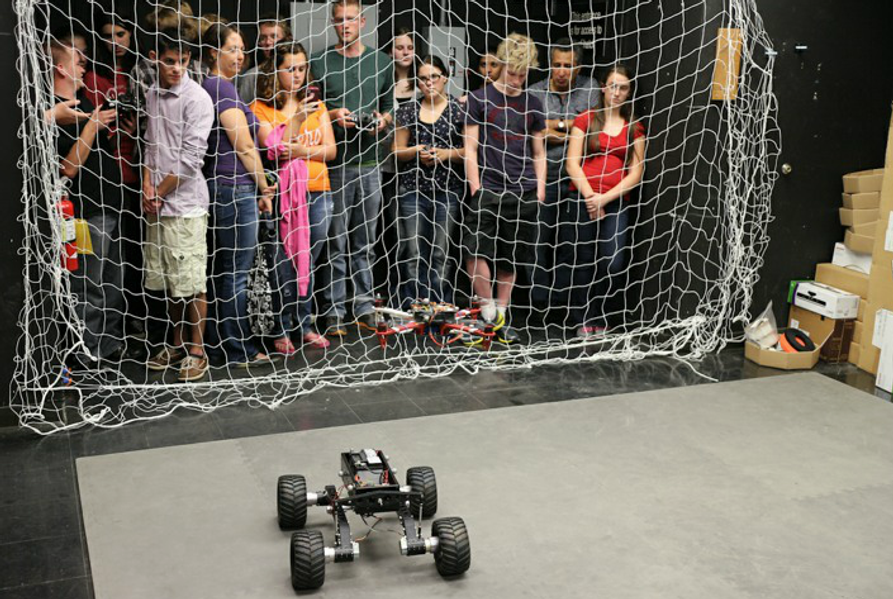 Robot and quadrotor demonstrations to high school students