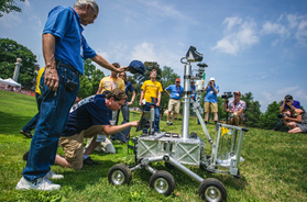 Students doing a communication update during 2015 NASA Centennial Challenge